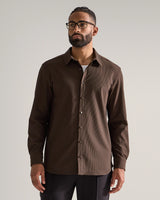 Ribbed+ Long Sleeve Button Down