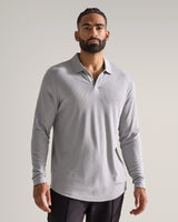 Ribbed Long Sleeve Open V Polo