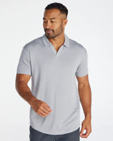 Ribbed Short Sleeve Open V Polo