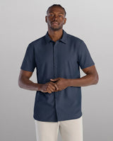 Ribbed+ Short Sleeve Button Down