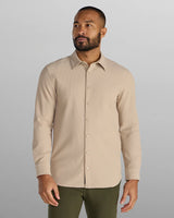 Ribbed+ Long Sleeve Button Down